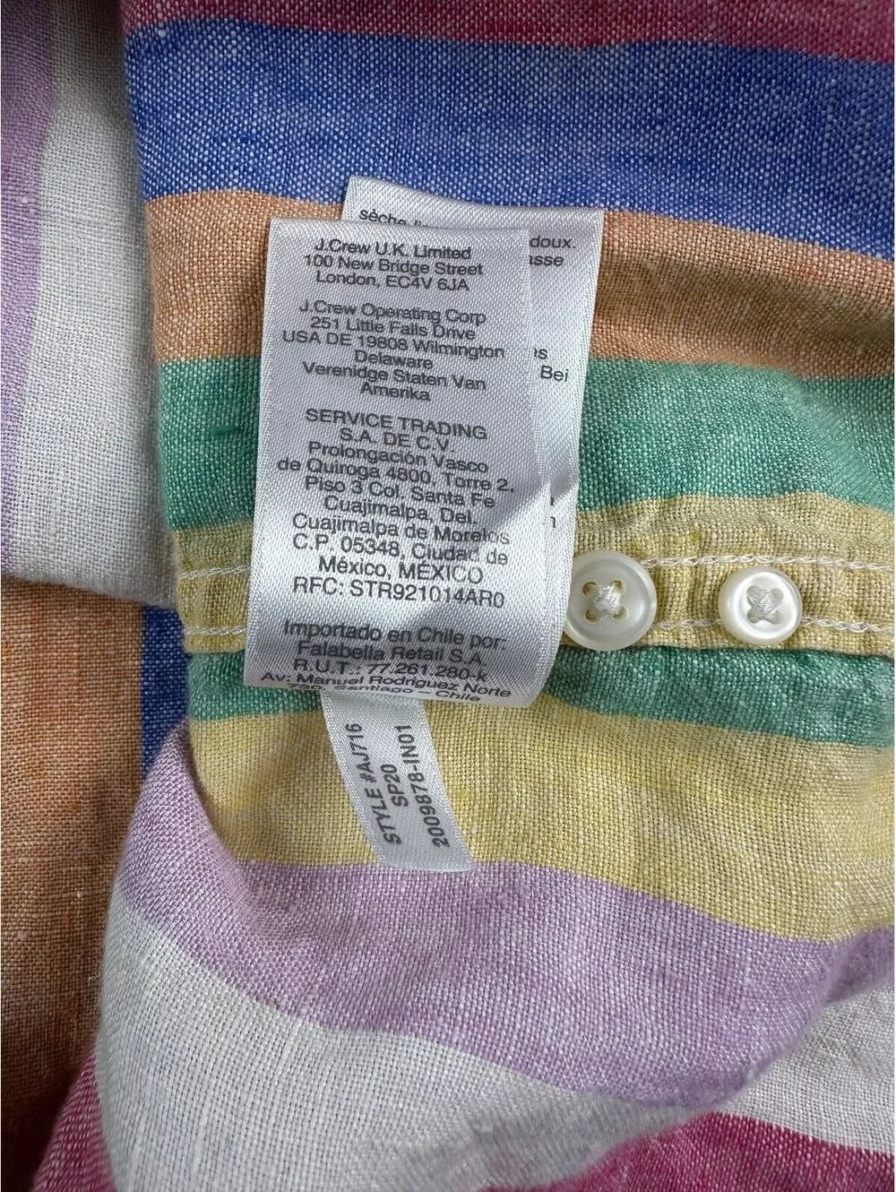 Jcrew Baird Mcnutt Linen button up shirt large made india striped colorful slim